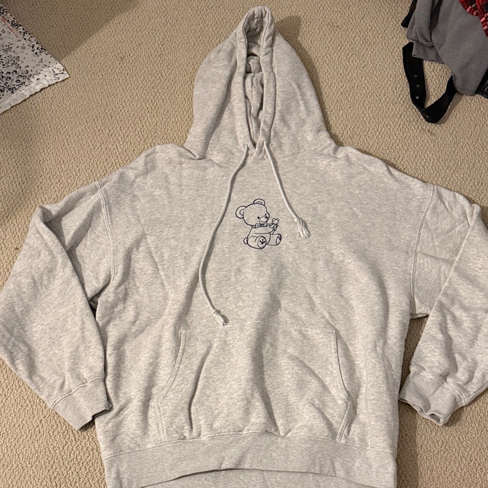 John Croft Gray Hoodie with Bear Design